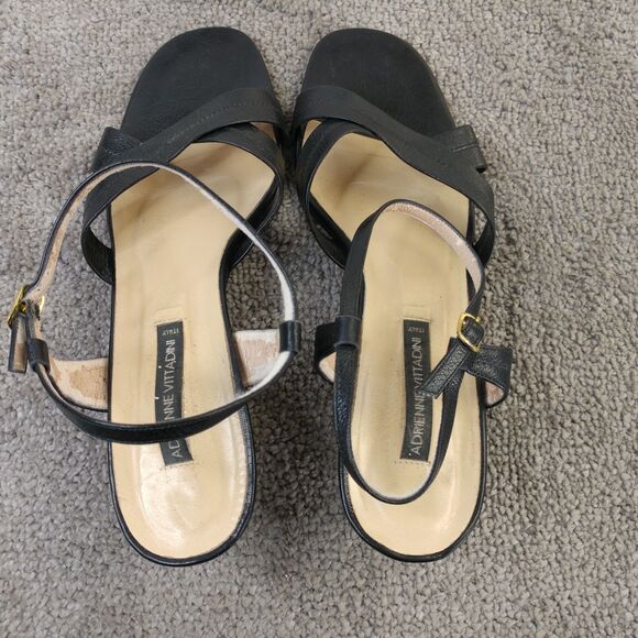 Etienne Aigner Open Toe Heels Womens Size 10 B Slingback Shoes Black - Picture 8 of 9